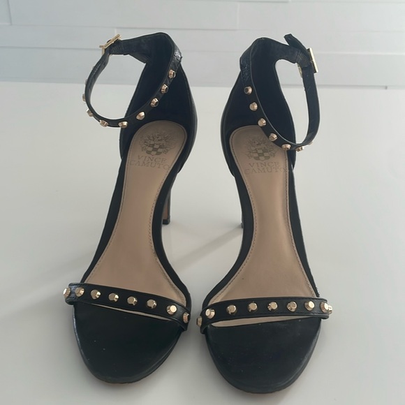 7.5 Vince Camuto Cassandy Studded Stiletto Heels Women's Black Designer - Picture 1 of 12